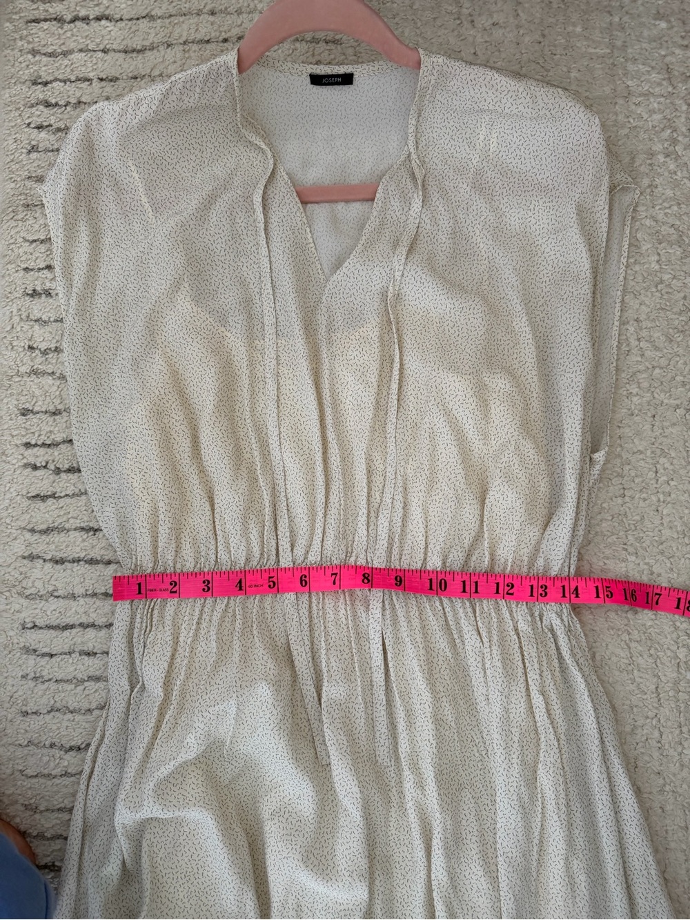 Joseph Light Beige Small Polka Dot V-Neck Midi Dress - Picture 5 of 7